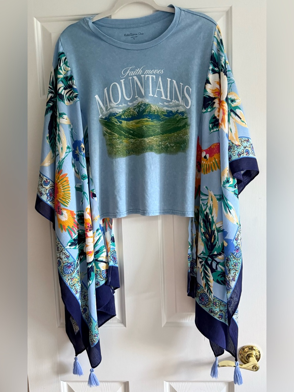 FAITH MOVES MOUNTAINS Custom Upcycled Poncho Top